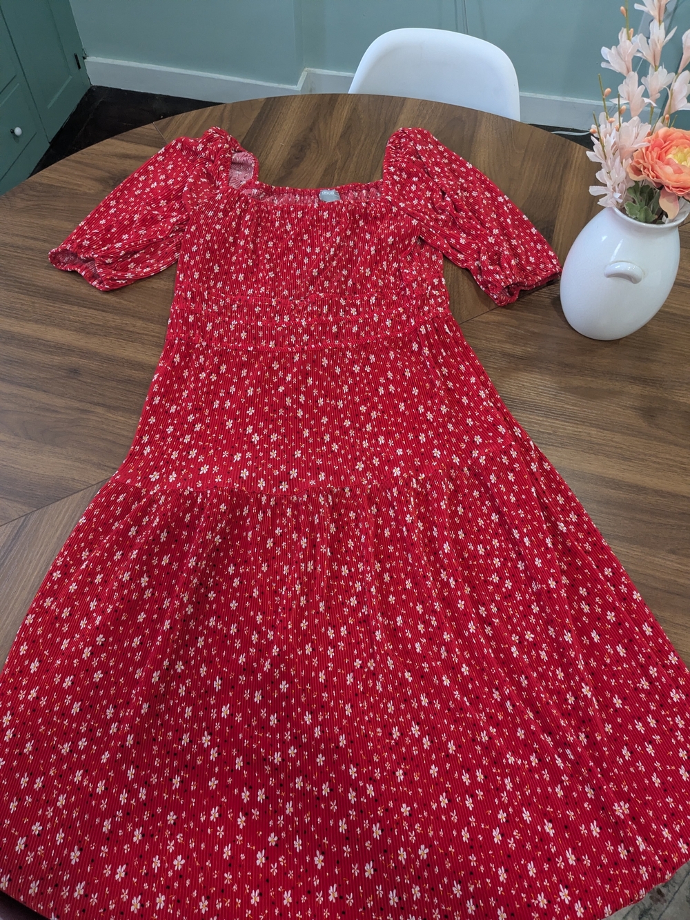 ASOS Red Floral Maxi Dress with Puff Sleeves